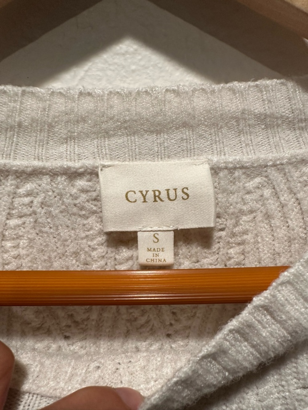 Cyrus Off-White Cable Knit Crewneck Sweater - Picture 5 of 10